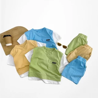 Bộ Cộc Tay Bé Trai Túi Hộp Kids Chất Cotton Mềm Mịn Cao Cấp, Đồ Bộ Cộc Tay Hè Cho Bé Đi Học Đi ChơiTừ 7-27kg