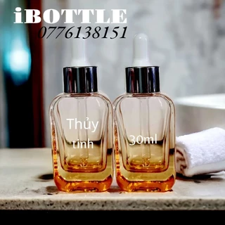 Chai thủy tinh vuông  ombre vàng trong 30ml.