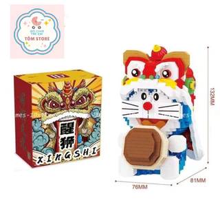 [Tặng ô-tô hợp kim]Mô Hình Lắp Ráp Doraemon Múa Lân - Tôm Store