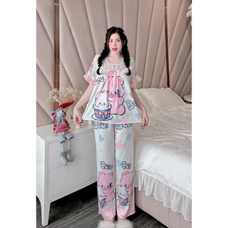 Sét bộ pijama lụa xước phom 40 đến 60kg hàng cao cấp loại đẹp