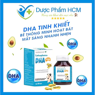 Letcopharco DHA Kids letco bổ sung Omega 3 DHA giúp bé mắt sáng, thông minh lọ 60 viên cá