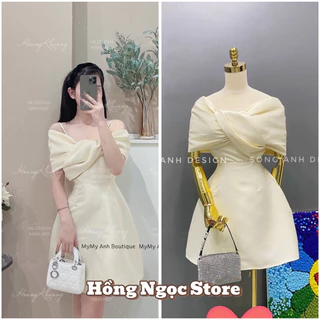 Váy trễ vai váy nude ngắn váy dự tiệc cưới xinh vải tacta dày dặn hàng 2 lớp shop Hồng Ngọc Store