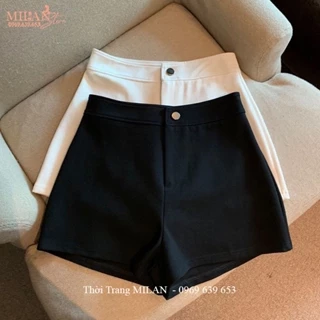 Quần short nữ cạp cao chất Umi co giãn có túi khuy cài khóa giữa dáng quần đùi nữ mặc nhà đi biển thể thao thoải mái