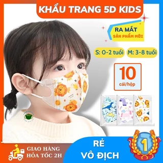 Thùng 100 chiếc Khẩu trang 5d trẻ em Dành Cho Bé Dây đeo co giãn, Không Gây Đau Tai