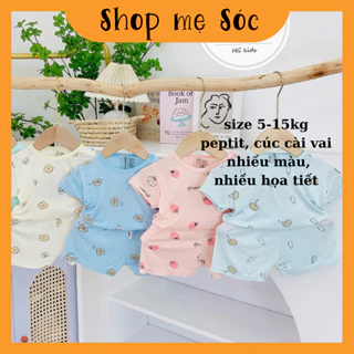 Bộ quần áo cộc tay NHIỀU MÀU thun lạnh họa tiết thú đáng yêu cho bé trai bé gái 5-15kg mesocshop