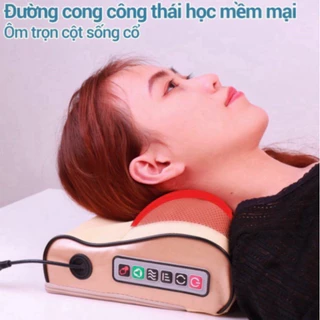 Gối massage cổ vai gáy, máy massage hồng ngoại 20 bi cao cấp hỗ trợ mát xa toàn thân