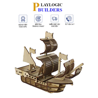 Màu Nước cho Đồ Chơi Trí Tuệ, Cho Bé Trai, Lắp Ráp Mô Hình 3D Bằng Gỗ thuyền buồm , Playlogicbuilders LRMH3D- 009