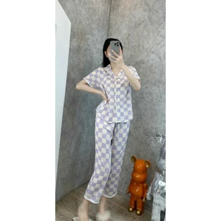 BỘ LANH/TOLE VNXK F21 - BỘ PIJAMA 8 TẤC VIỀN REN