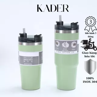 Ly giữ nhiệt cao cấp Tyeso V2 850ml cốc nước giữ nhiệt thể thao KADER bình có ống hút vỏ chống xước inox 304