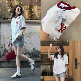 Áo phông tay ngắn NY cổ tròn siêu xinh, Áo thun nữ form rộng oversize chất vải cotton phong cách Hàn Quốc