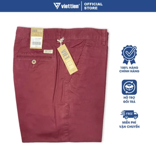 VIỆT TIẾN SALE - QUẦN SHORT KAKI , Màu Đỏ Đô , Họa Tiết Trơn, Form Slim Fit - 100% cotton, Chính Hãng