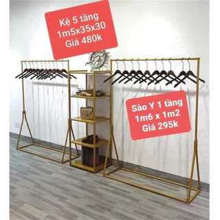 Sào Y 1 Tầng Treo Quần Áo, Váy Dài, Quần Dài Cao 1m6 x 1m2/1m4 - Sắt + Sơn Tĩnh Điện