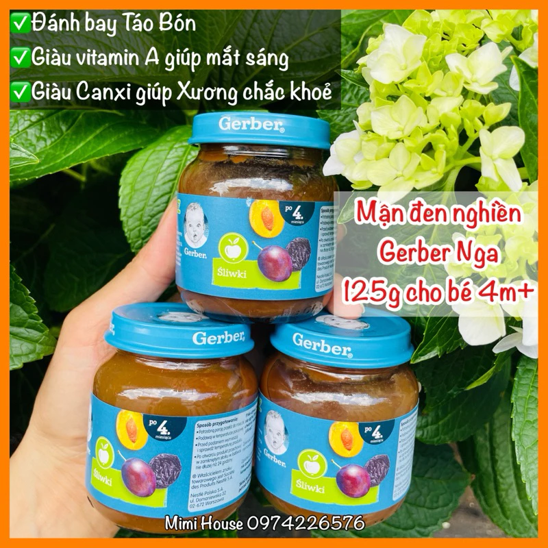 [Date 3/2026] Mận đen nghiền Gerber Nga mẫu mới 125g cho bé từ 4 tháng