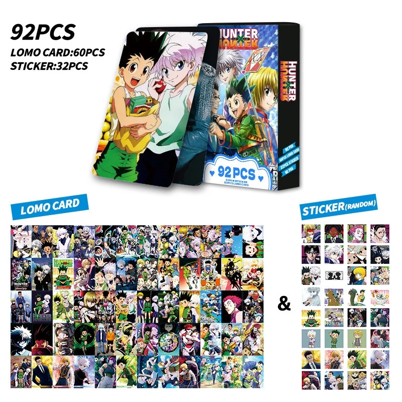 [Lomo Hunter 92] Bộ 60 lomo card HunterxHunter photocard + 32 Sticker anime Thợ săn x Thợ săn Gon Killua