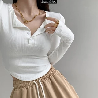 Áo Thun Tay Dài Bigsize Croptop Chất Gân Tăm Lên Phom Dễ Thương MÃ G11