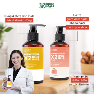 Dung dịch vệ sinh phụ nữ Gel X2 Nano nghệ hữu cơ Cỏ Cây Hoa Lá, giảm viêm, an toàn cho mẹ bầu 150 ml