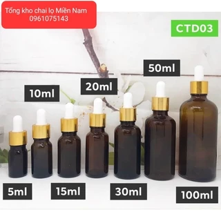 Chai Chiếc serum thủy tinh nâu 5ml -100ml cao cấp