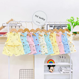 Bộ ba lỗ thun petit in kín họa tiết cho bé trai bé gái từ 4-14/15kg