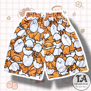 Size 38-85KG Quần Short Lững Hoạt Hình Cartoon Cute hoạ tiết  Trứng Gà -Quần đùi cotton mùa hè nam nữ Unisex TUEANHSTORE