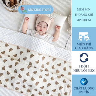 Chăn xô muslin hạt đậu kết hợp vải nhung bi cho bé 90*100 cm - Mỡ Kids Store