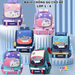 Balo học sinh tiểu học từ lớp 1-5 chống gù chống thấm nước chất liệu an toàn cho bé PK191