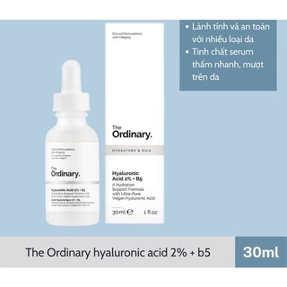 Tinh Chất cấp nước, phục hồi da Hyarulonic acid 2% + B5 The Ordinary 30ml