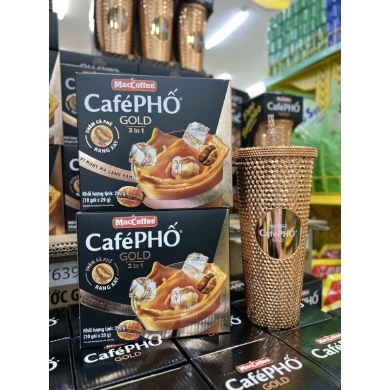 set 2 hộp cafe phố 290g (10 gói) tặng kèm ly kim cương 800ml sang chảnh