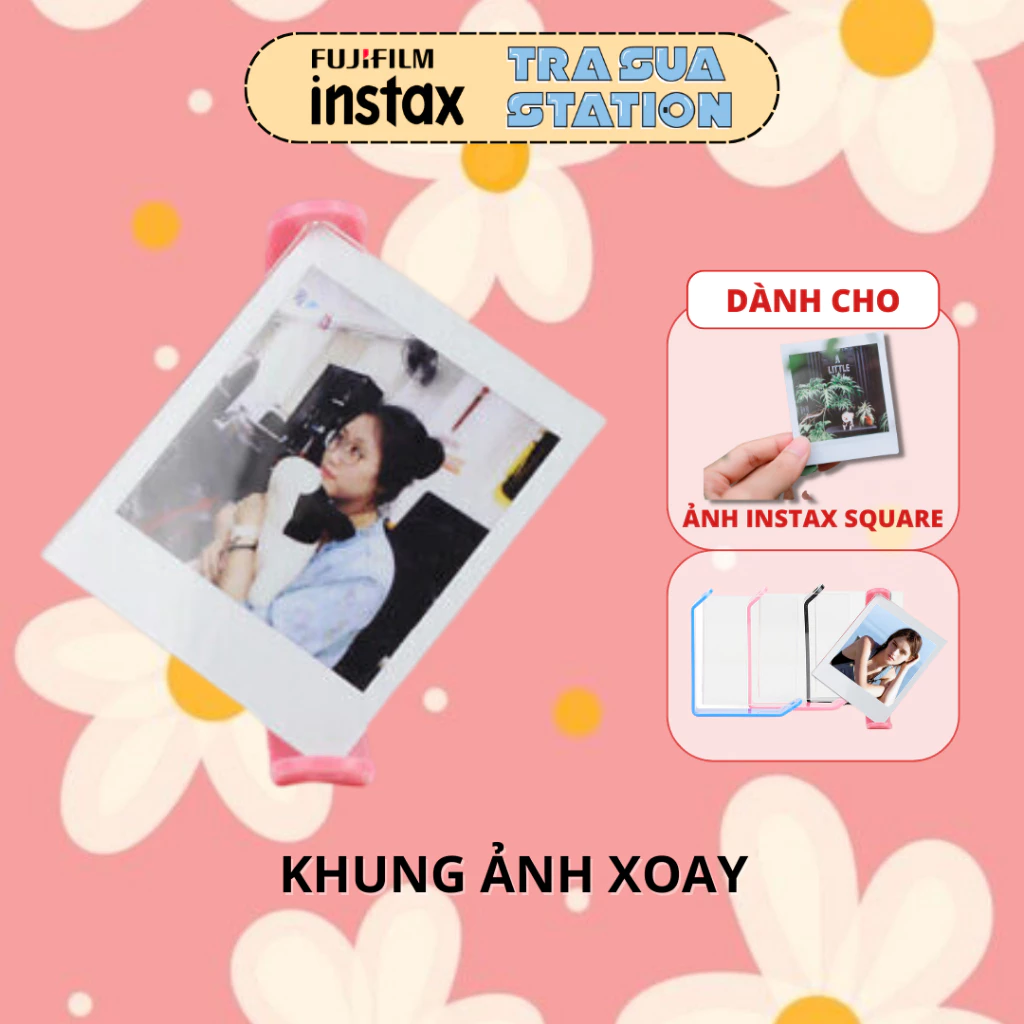 Khung ảnh CAIUL đựng ảnh instax square bằng nhựa - Mẫu đế xoay