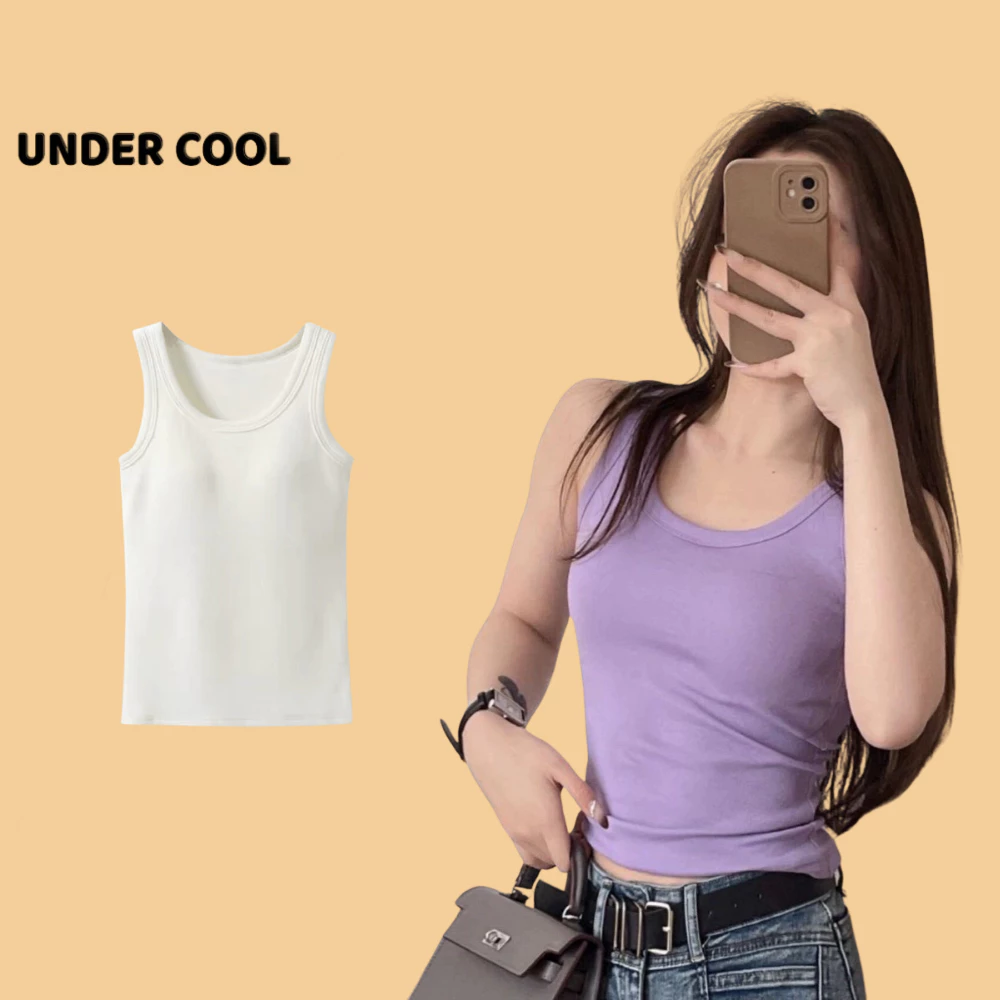 Áo Thun Nữ Ba Lỗ UNDERCOOL Cotton Kèm Mút Đệm Ngực Nhiều Màu Sắc