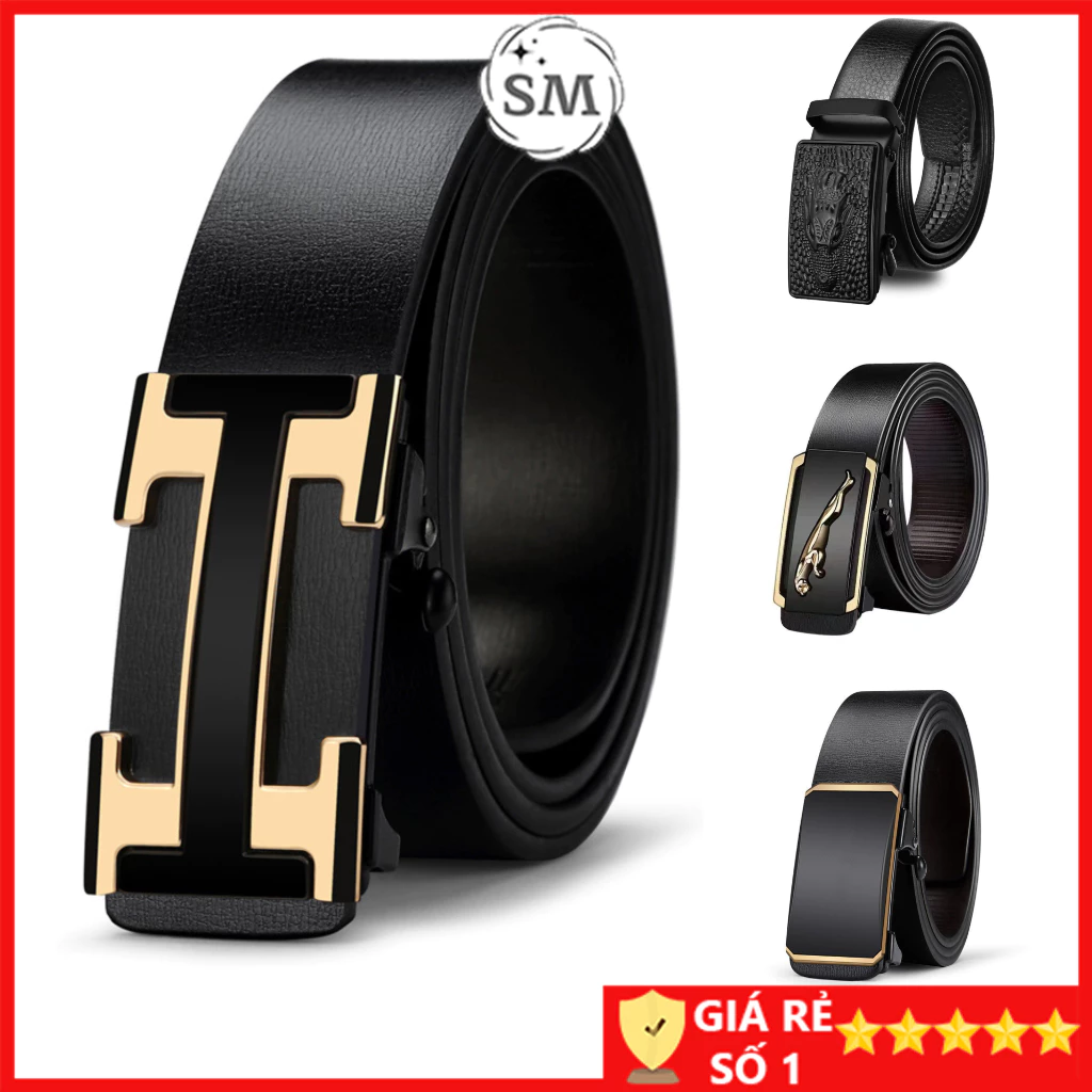 Thắt lưng nam da cao cấp Dây lưng nam mặt khóa tự động sang trọng Nịt da họa tiết chữ H CHP01