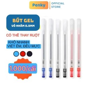 Bút bi nước văn phòng BG01 mực gel 0.5mm mực đều nét chữ đẹp đủ màu xanh đen đỏ - Penky Store