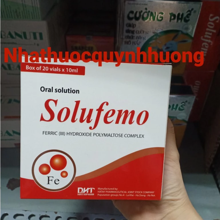 Sắt ống SOLUFEMO hộp 20 ống giúp bổ sung sắt III cho cơ thể