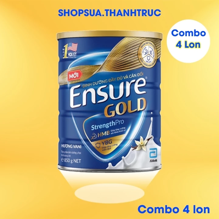 [Combo 4] Sữa bột Ensure Gold hương Vani 800g (mẫu mới) Abbott