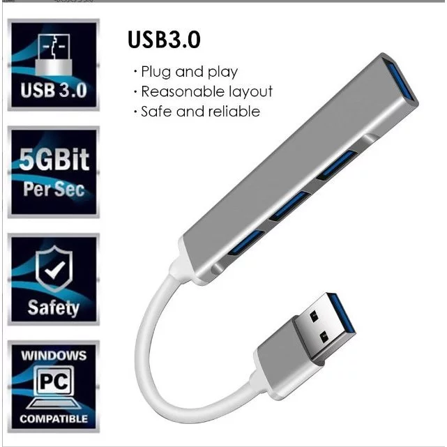 Hub Type C, Hub USB Chia 4 Cổng USB 3.0 Cho Laptop Máy Tính Tốc Độ Cao