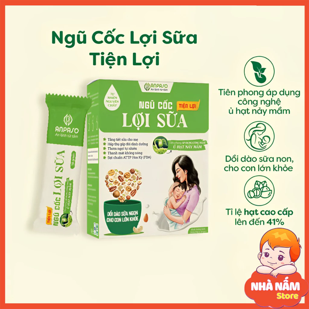 ❤️ [Free Ship] Ngũ Cốc Lợi Sữa Cho Mẹ Sau Sinh Anpaso, tăng chất lượng sữa cho mẹ sau sinh, kích sữa nhanh về, hộp 450gr