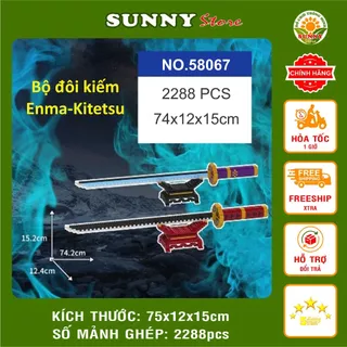 Đồ chơi lắp ghép Bộ đôi kiếm Enma-Kitetsu có giá đỡ - Mô hình lắp ghép 3D Bộ đôi kiếm trưng bầy - Cao Dài 74cm - Sunny