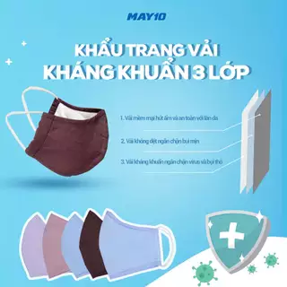 (HÀNG TẶNG không bán) set 3c khẩu trang vải May 10 màu ngẫu nhiên