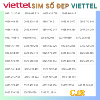 C12) Sim viettel 096, 097, 098 giá rẻ,Sim Số Chọn,Sim Trả Trước Nguyên Kít,Tự Đăng ký chính chủ.