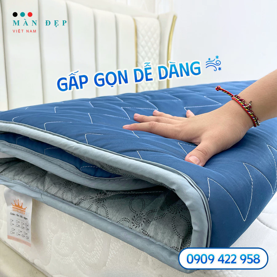 Nệm Topper điều hòa vải tencel chần lông vũ KingCool công nghệ làm mát và kháng khuẩn giảm từ 4-6độ 7cm MancuaVietNam