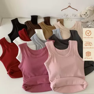 Áo Sát Nách Dệt Kim KÈM MIẾNG ĐỆM NGỰC, Áo 3 Lỗ Chất Thun Gân Trơn Cotton Mềm Nhiều Màu Không Tay Cổ Chữ U Matmatshop