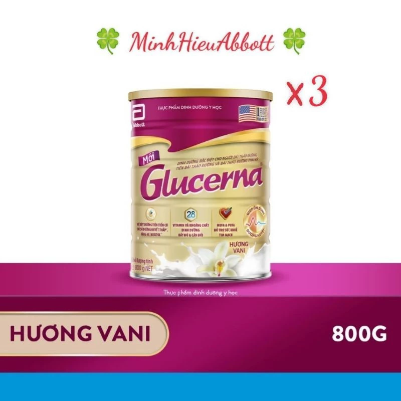 Combo 3-4 lon sữa tiểu đường Glucerna hương vani 800/850g