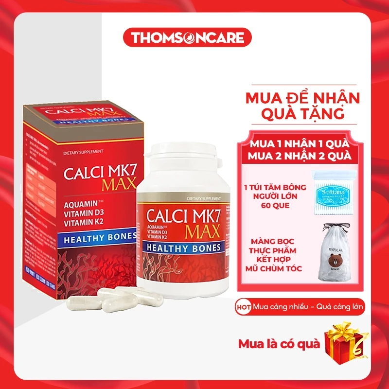 Canxi hữu cơ tăng chiều cao từ tảo biển đỏ Calci Mk7 từ Châu Âu, có thêm D3 và K2 giảm loãng xương cho mẹ bầu