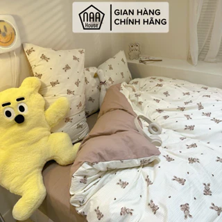 [HÌNH THẬT] Bộ chăn ga Cotton đũi gân sợi tre NAA HOUSE mềm mại phong cách Hàn Quốc đủ size (hàng mới về)