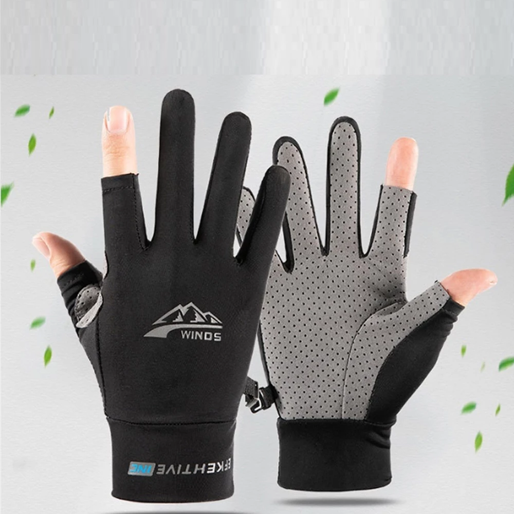 Găng tay nam chống nắng UPF50+ và tia UV bằng lụa lạnh thoáng khí chống trượt cho nam và nữ khi hoạt động ngoài trời.