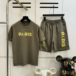 Bộ Đồ Nam Cộc Tay Mặc Hè JD In Chữ Paris Ngực Phối Logo PSG Tròn Loang Jumpman Sau Lưng Basic Cho Các Boy PhỐ