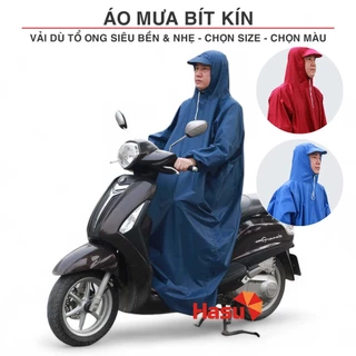 Áo mưa kín người - Áo mưa bít kín 1 người vải dù tổ ong siêu bền chống thấm Hasu