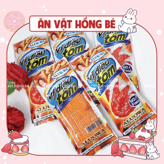 Tăm Cay Vị Điều Tôm, Bim Que Cay Đỏ Aluowa (Gói 25G) Ăn vặt Hồng Bé