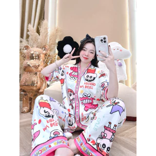 Set Bộ 3D Pijama Cổ V • Chất Thun Lạnh Bao Xịn (52-68Kg Vừa)