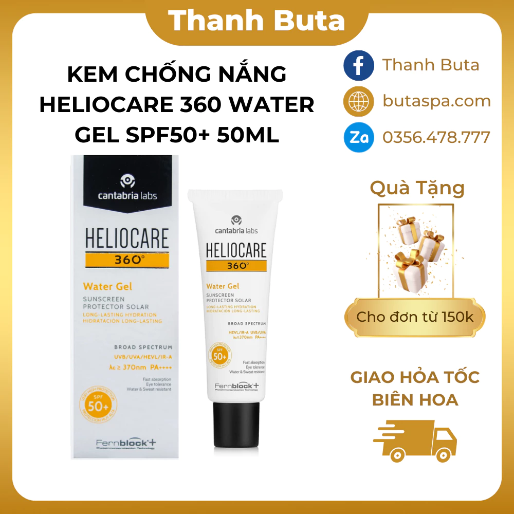 Kem Chống Nắng Giảm Mụn Heliocare 360 Water Gel Spf50+ 50ml Da Thường, Hỗ Hợp Và Da Dầu Nhờn