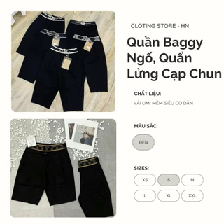 Quần baggy ngố nữ, quần lửng nữ trên gối cạp chun chữ vải umi hàn đẹp mềm mịn